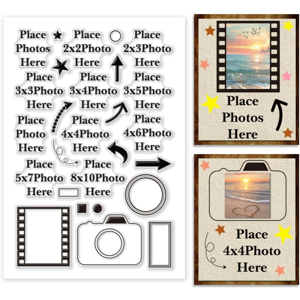 Picture Frame - วางภาพที่นี่ ล้างแสตมป์ ลูกศร กล้องซิลิโคน กรอบรูปยาง ซีลขนาดรูปภาพโปร่งใส
