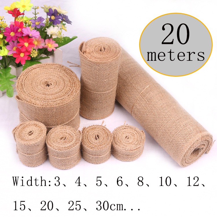 Table Runner - ผ้าลินินปอกระเจาธรรมชาติขนาด 5-30 ซม. ผ้าลินินปอกระเจารollen ยาว 20