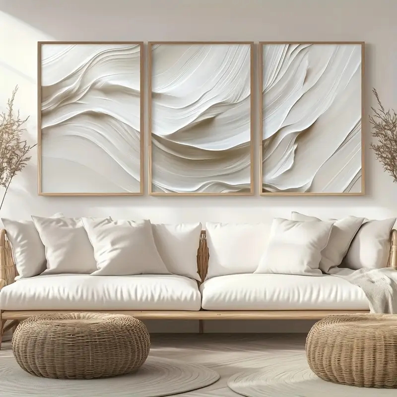 Abstract Canvas Set - 3 ชิ้น/เซ็ต Neutral Beige Simple Wall