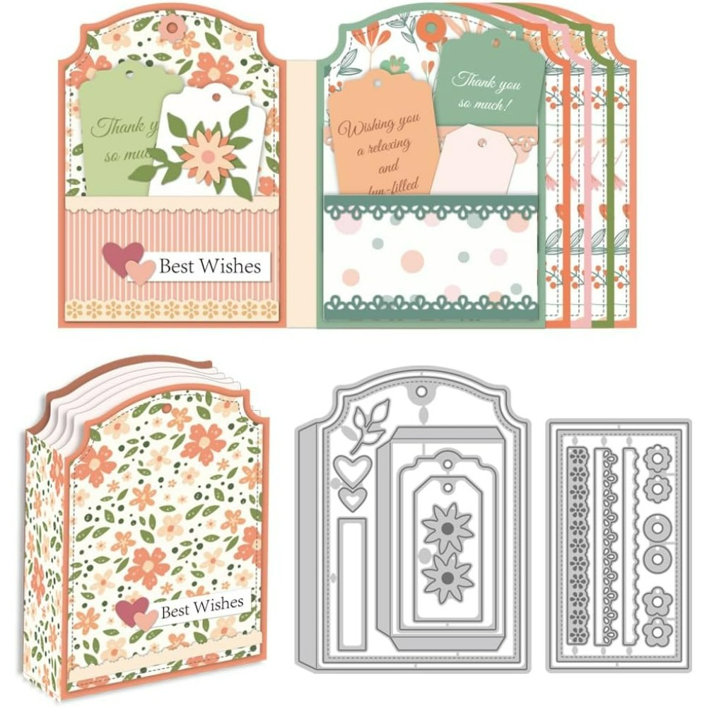 Picture Frame - ป้ายหลวมใบ Die ตัดสําหรับทําบัตร Clipbook ดอกไม้กรอบตัด Dies