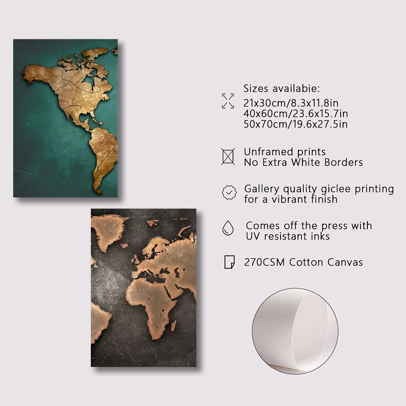 แผนที่โลกย้อนยุค 3 ชิ้น/ชุด โป - Abstract Canvas Set บทวิจารณ์และราคา